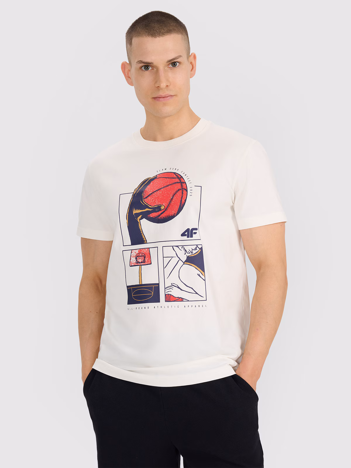 T-shirt oversize z nadrukiem męski - czarny