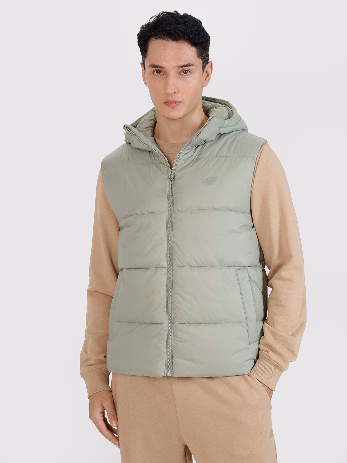 Bezrękawnik puchowy z wypełnieniem syntetycznym męski - oliwkowy