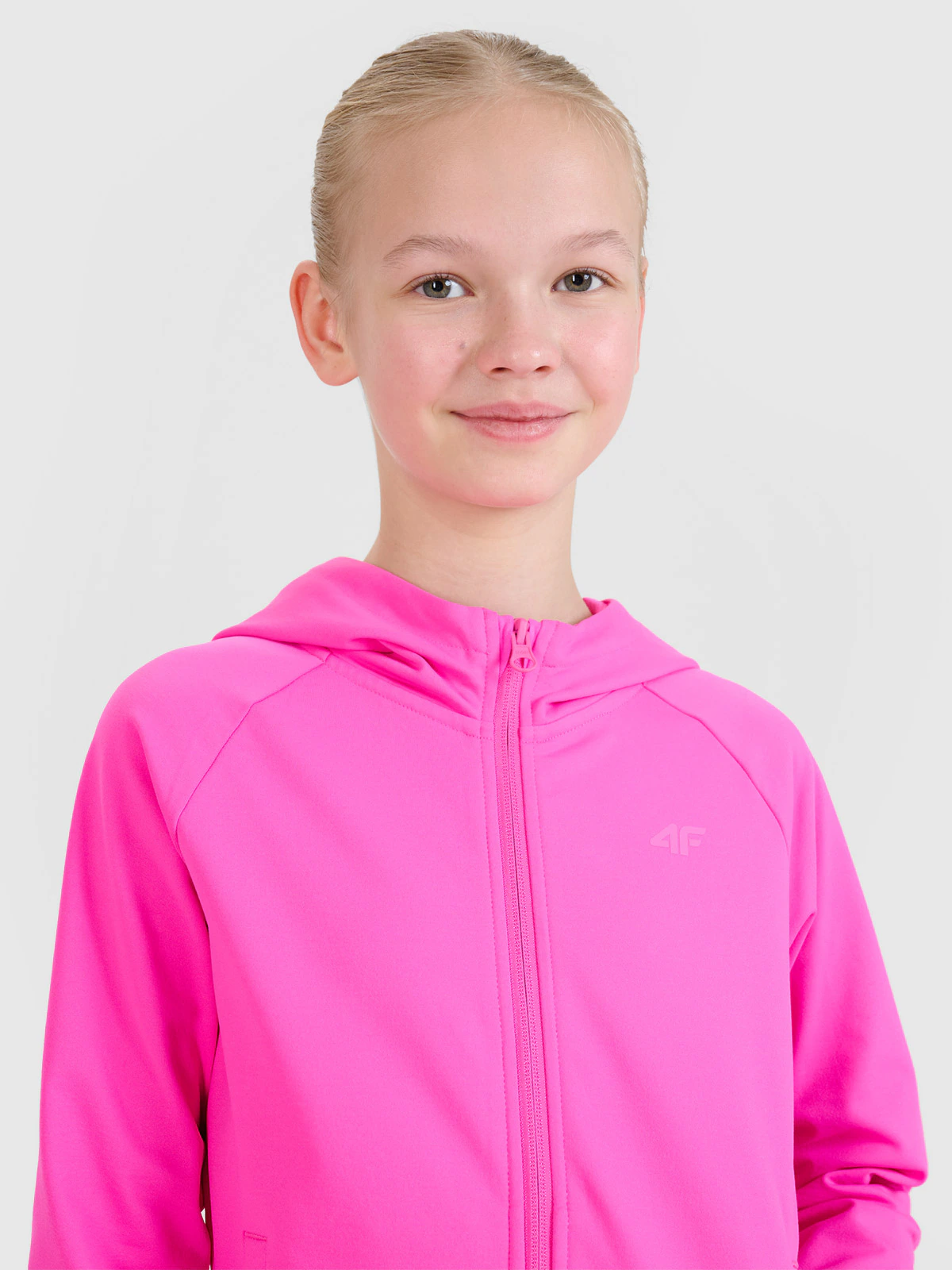 Bluza sportowa rozpinana z kapturem dziewczęca - różowa