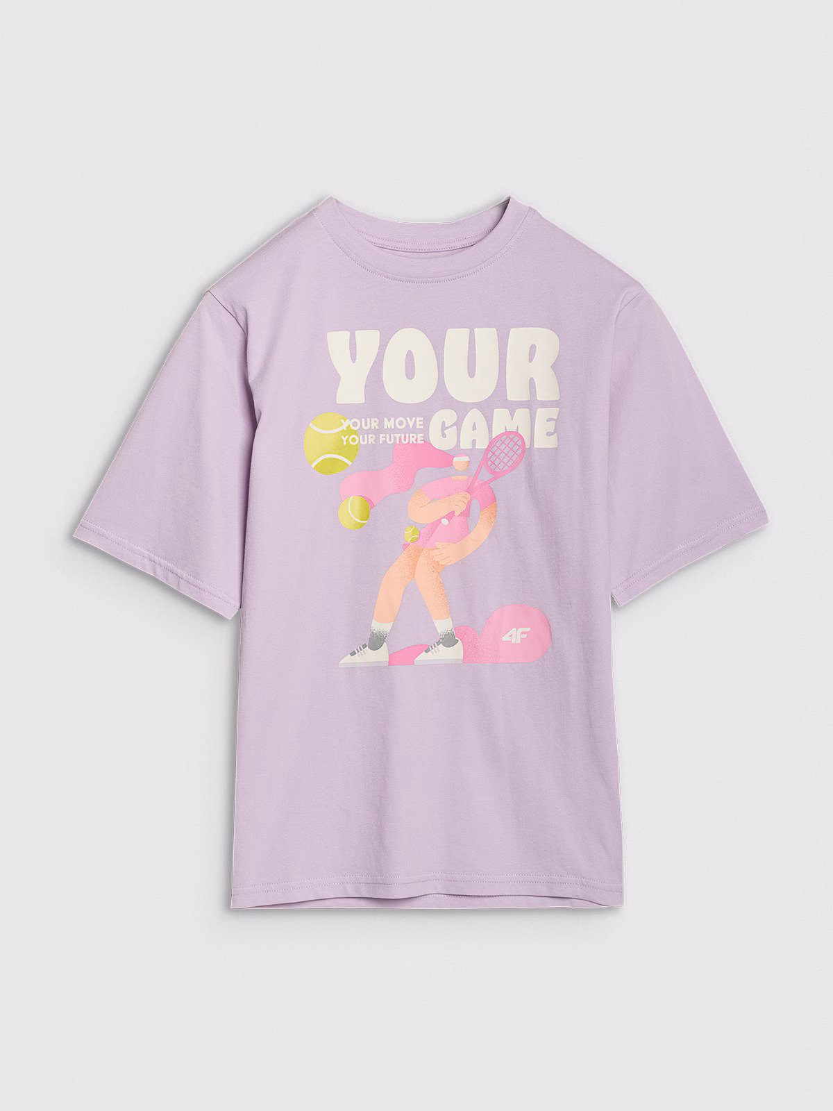 T-shirt oversize z nadrukiem dziewczęcy - różowy