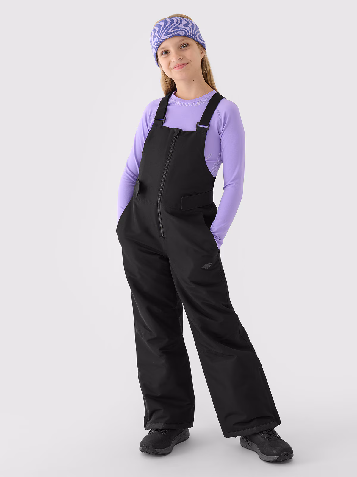 Spodnie snowboardowe membrana 10000 dziewczęce - czarne