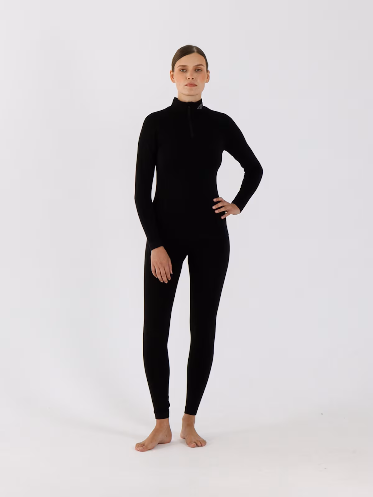 Bielizna termoaktywna bezszwowa z wełną Merino (góra) damska - czarna