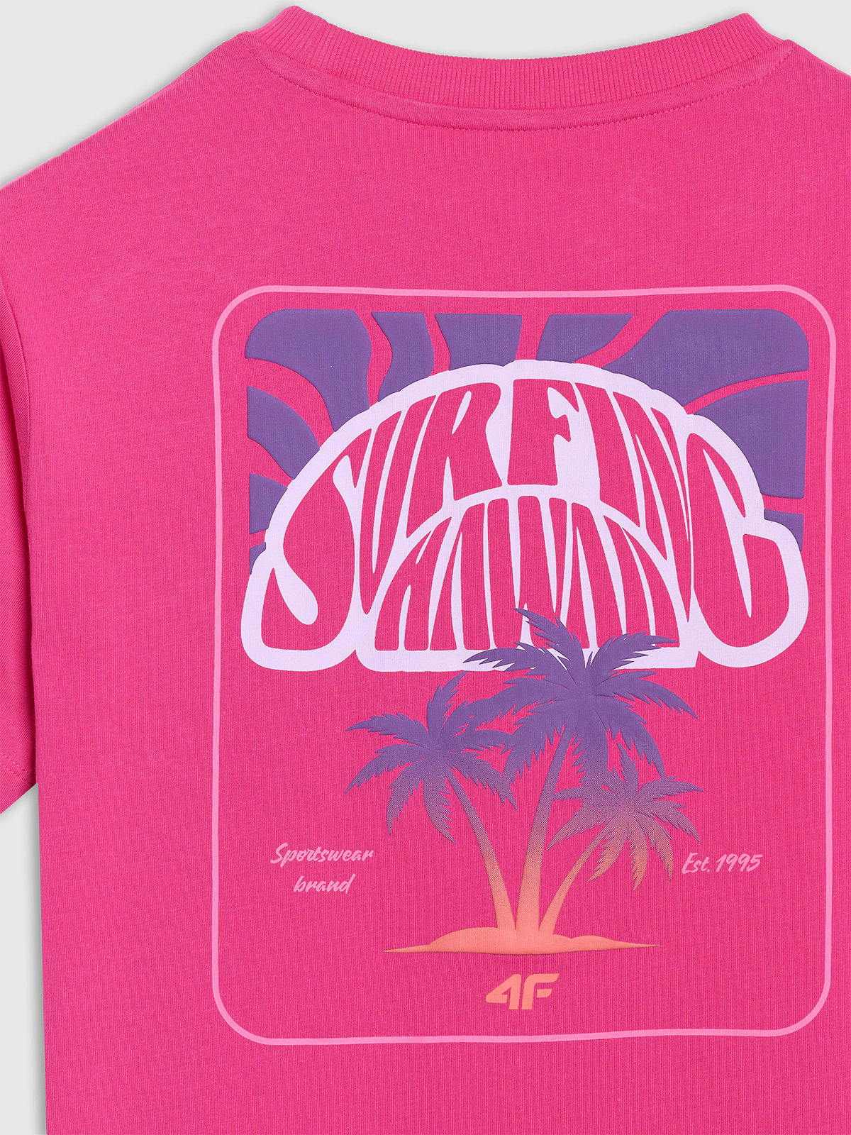 T-shirt oversize z nadrukiem damski - żółty