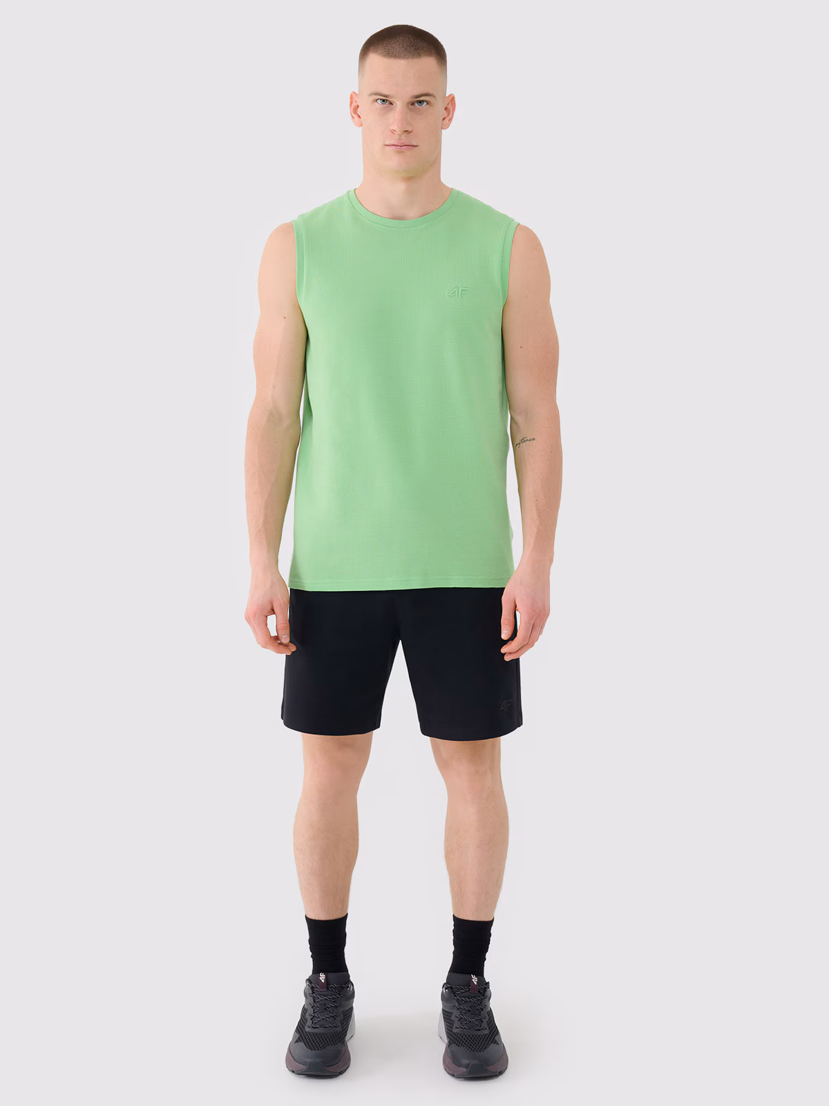 Tank top regular gładki męski - zielony