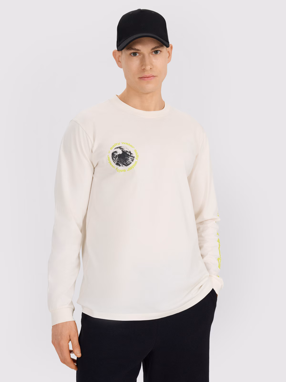 Longsleeve regular z nadrukiem męski - biały