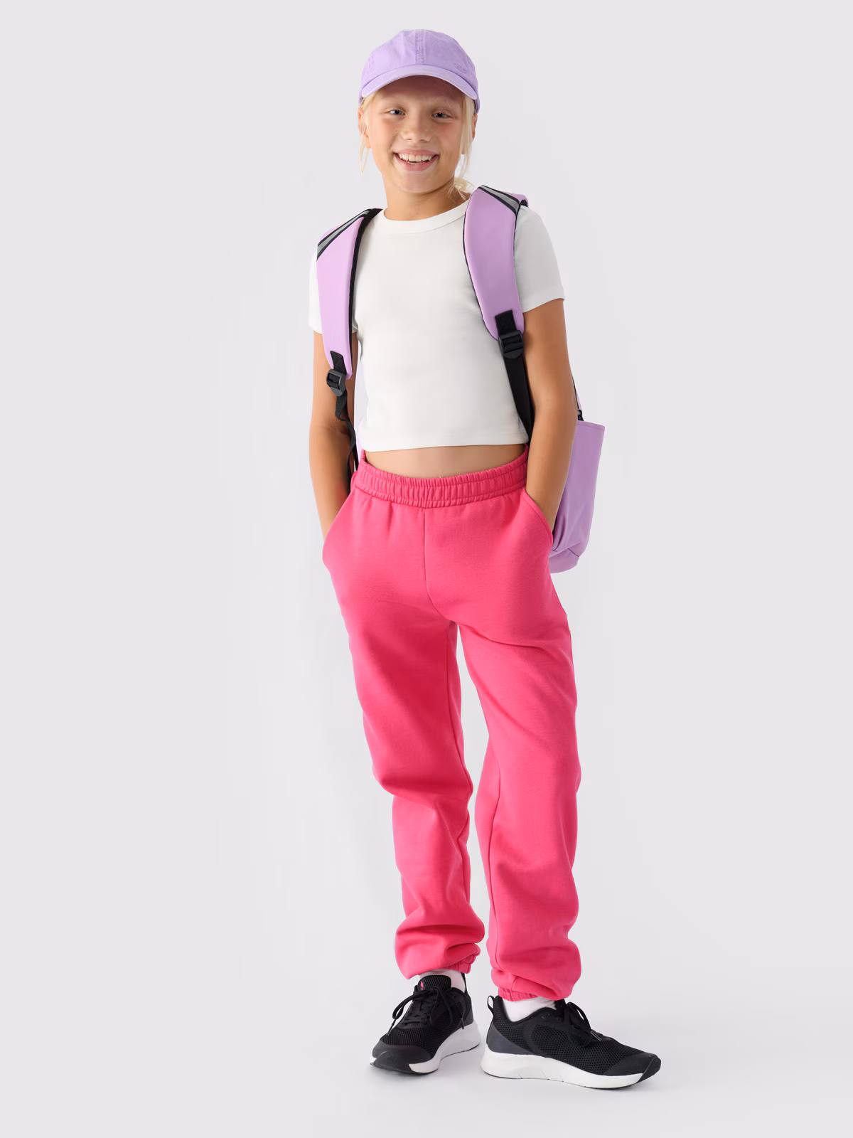 T-shirt gładki dziewczęcy - fioletowy