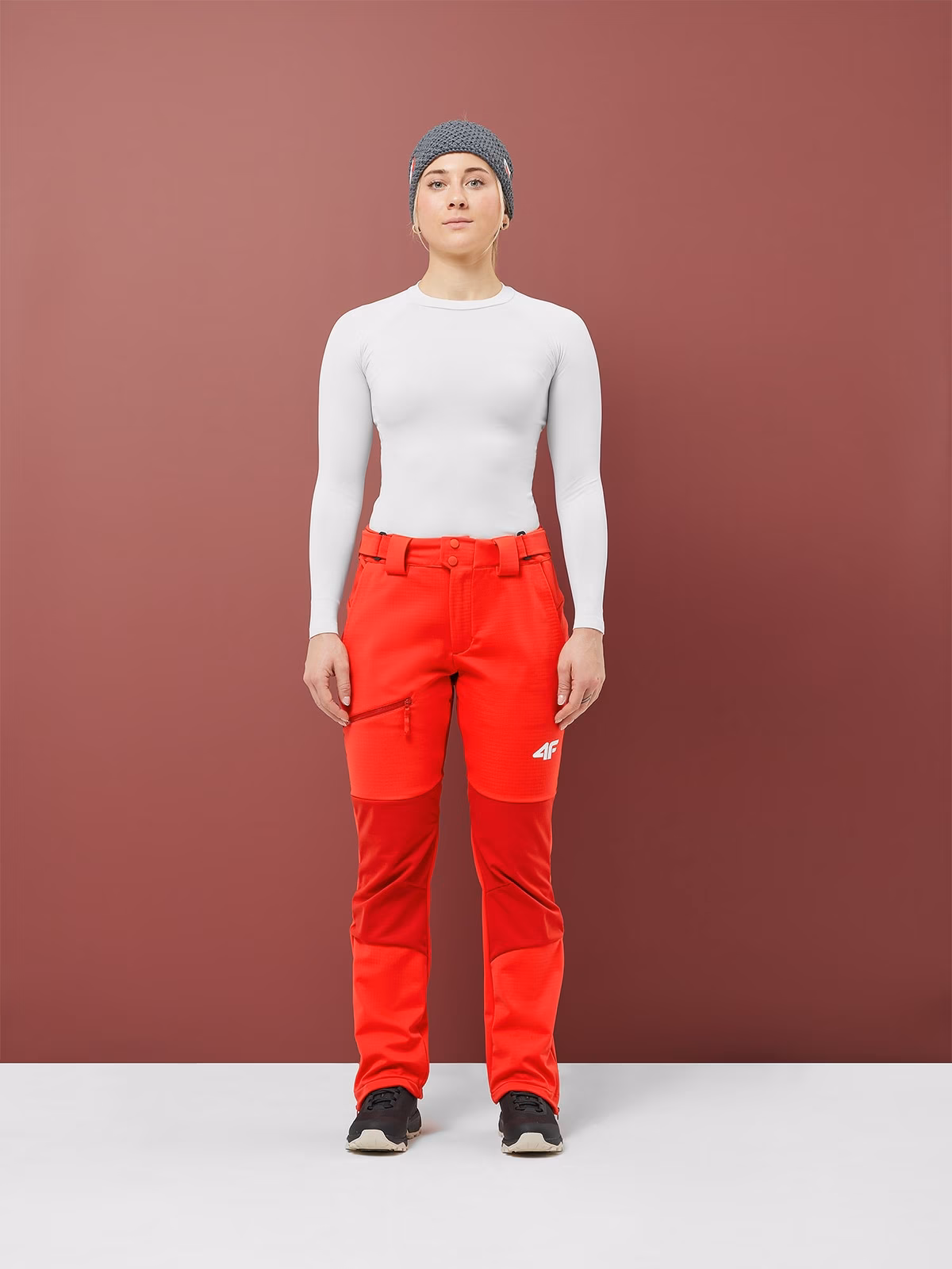 Spodnie funkcyjne softshell membrana 20000 damskie - czerwone