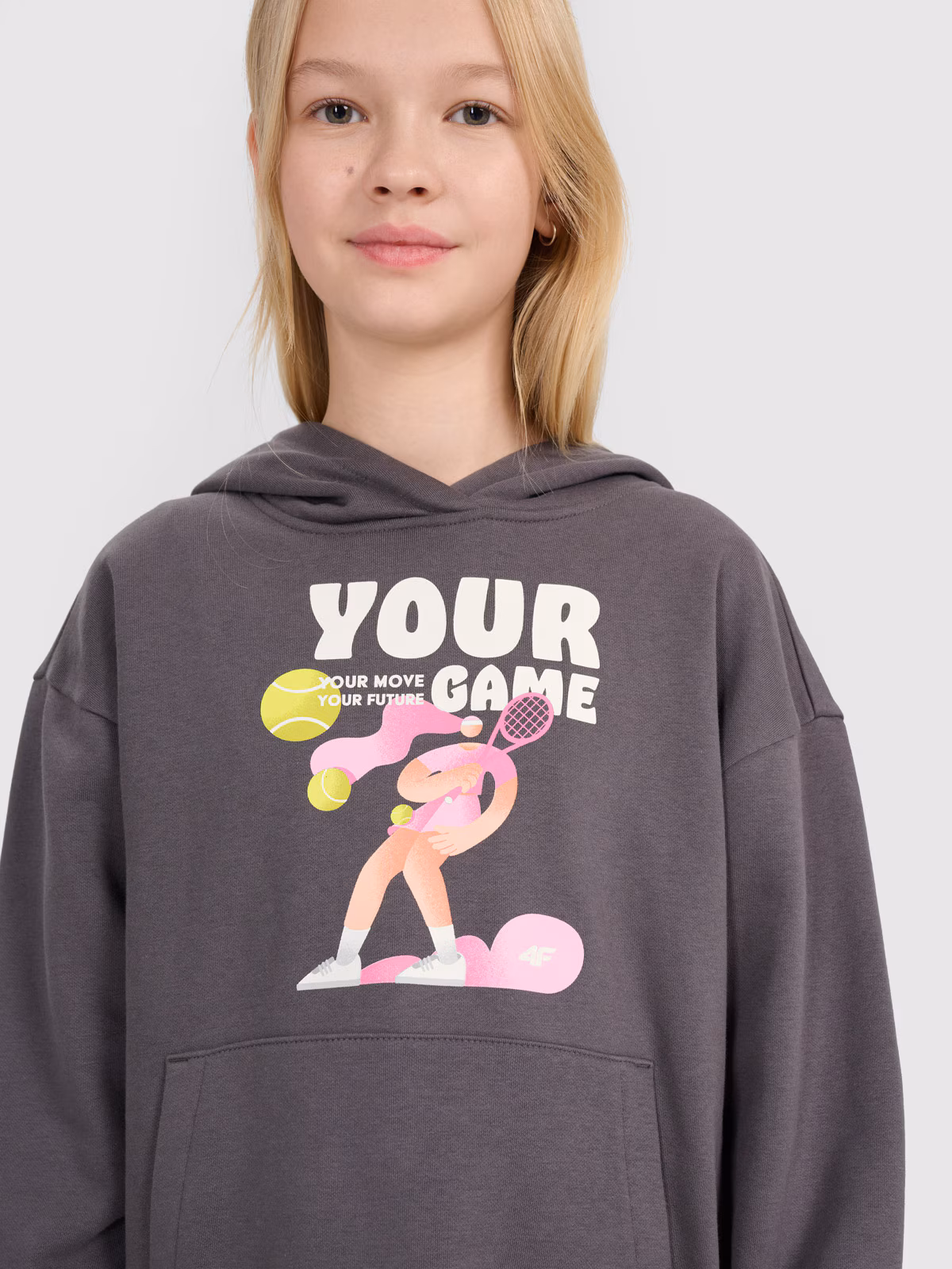 Bluza dresowa nierozpinana z kapturem dziewczęca - różowa