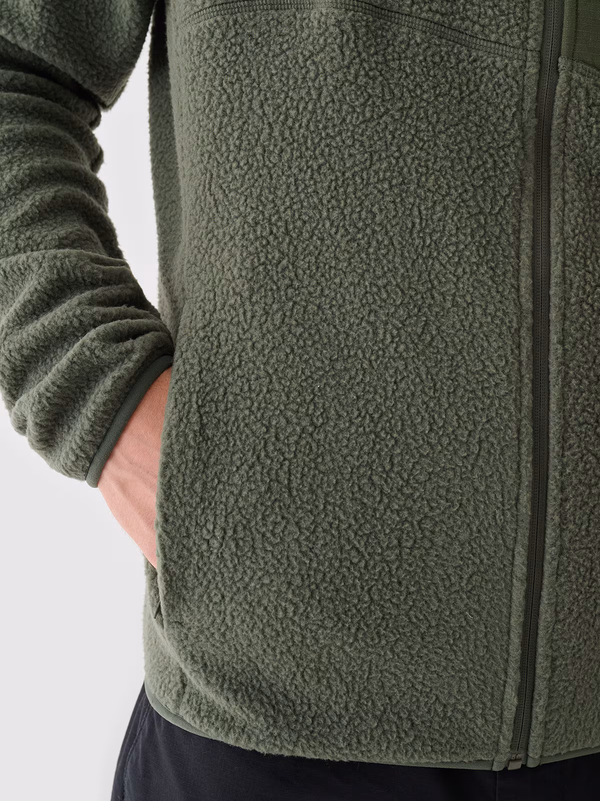 Polar sherpa ze stójką męski - oliwkowy/khaki