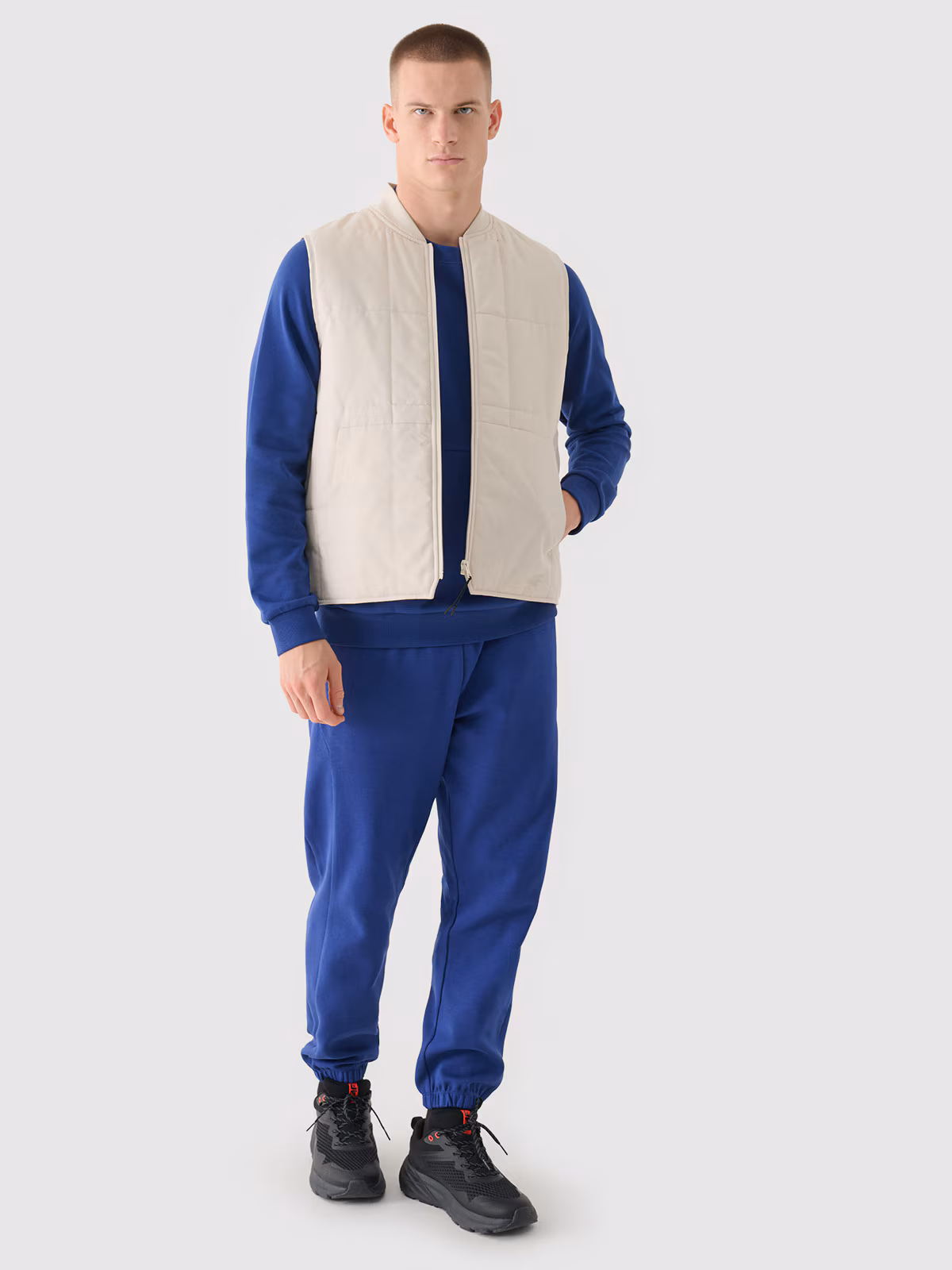 Bluza dresowa nierozpinana bez kaptura męska - granatowa