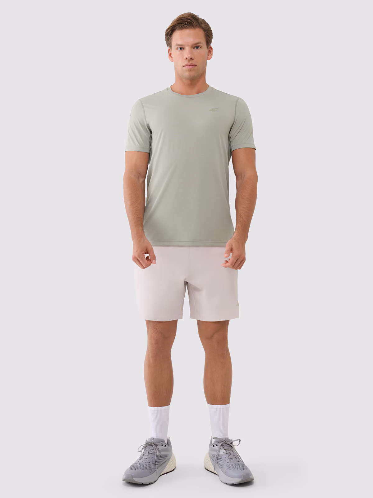 Koszulka treningowa regular szybkoschnąca męska - khaki