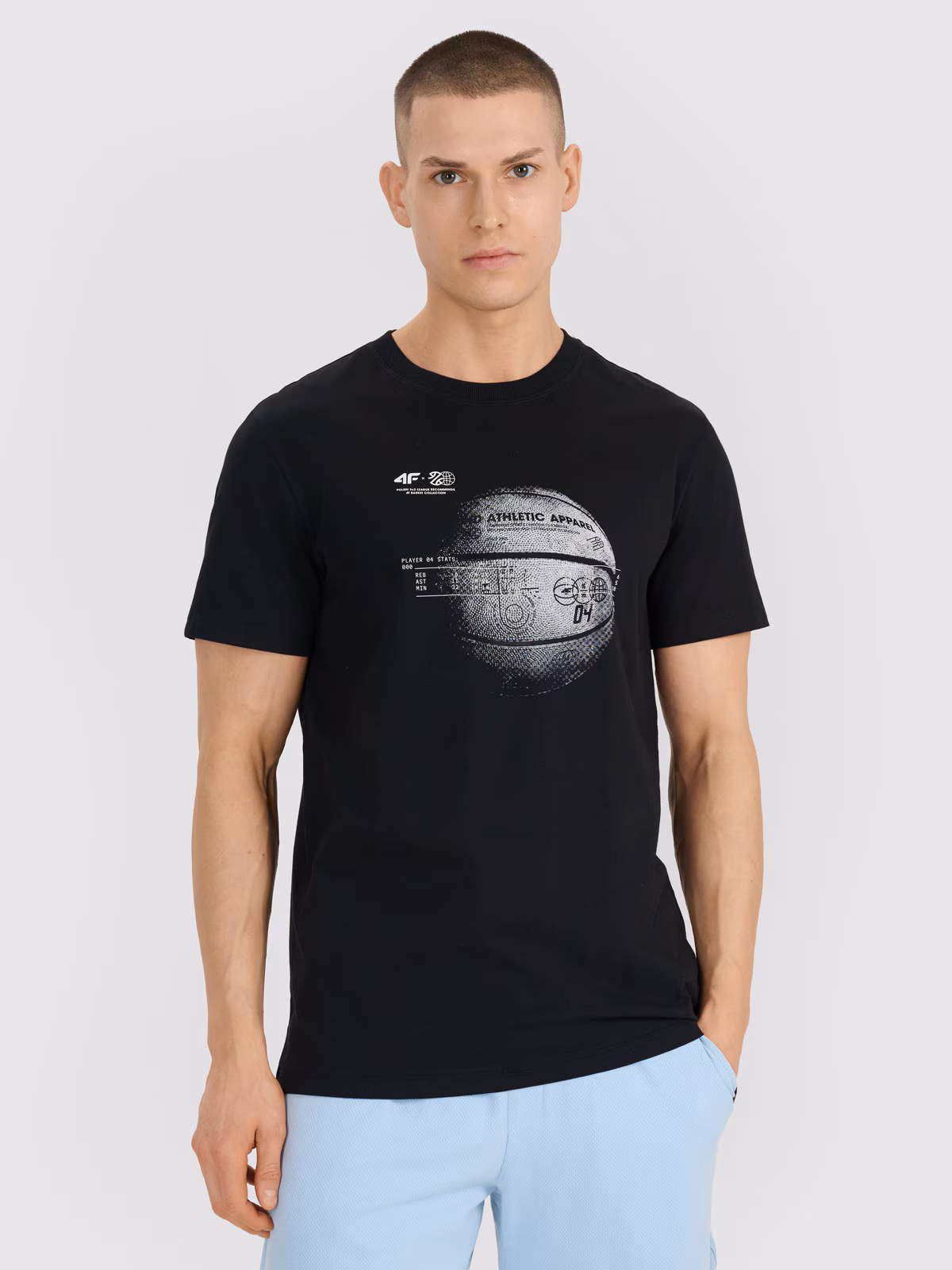 T-shirt regular z nadrukiem męski - czarny