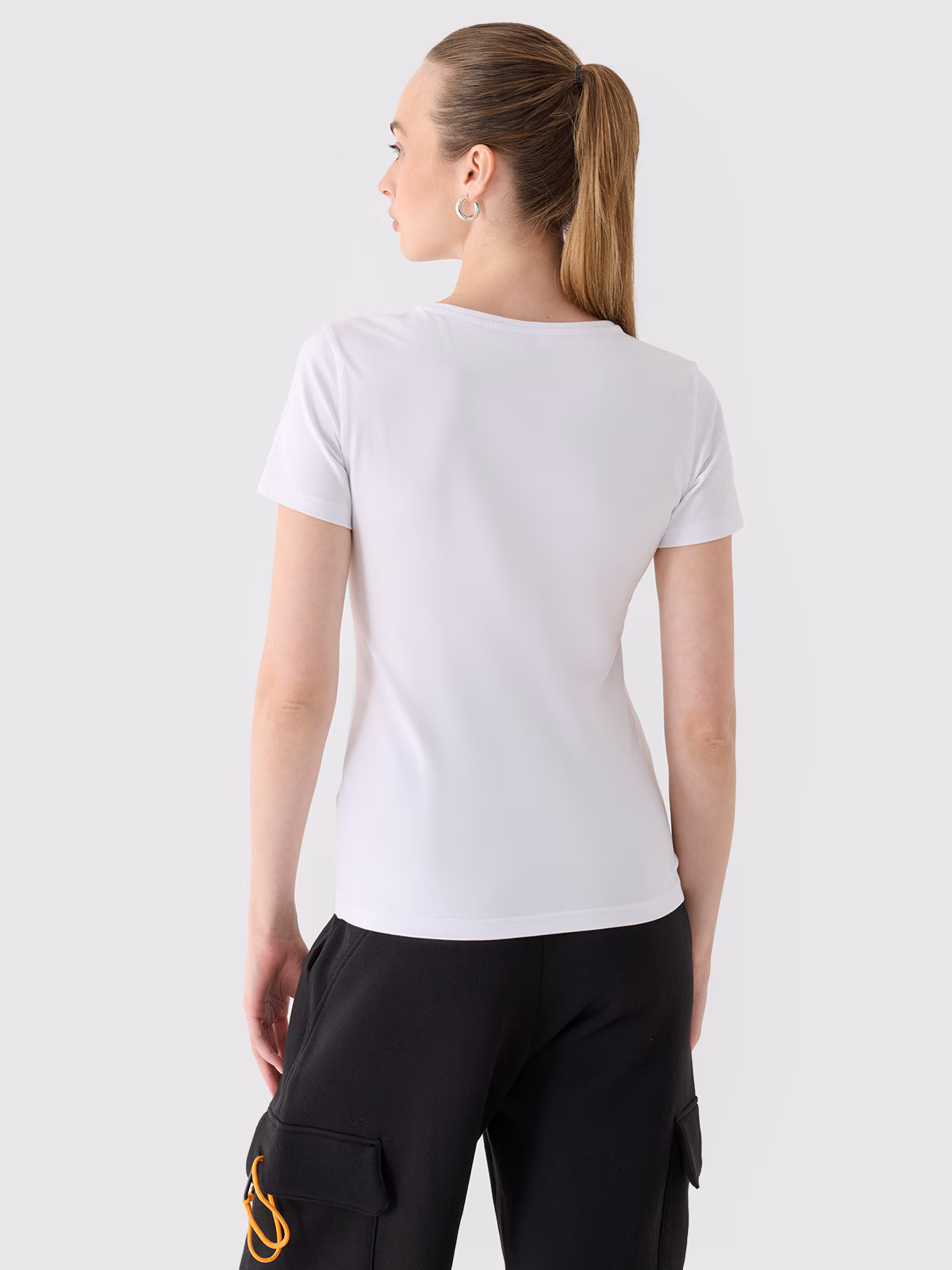 T-shirt slim gładki damski - czerwony