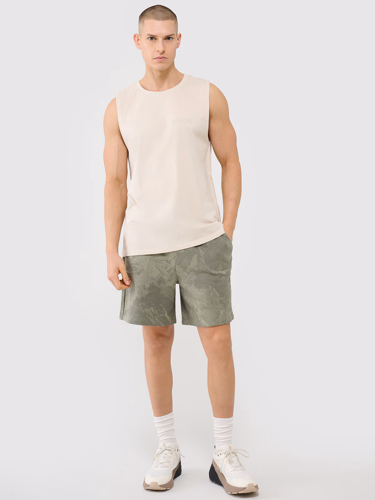 Tank top oversize męski - beżowy