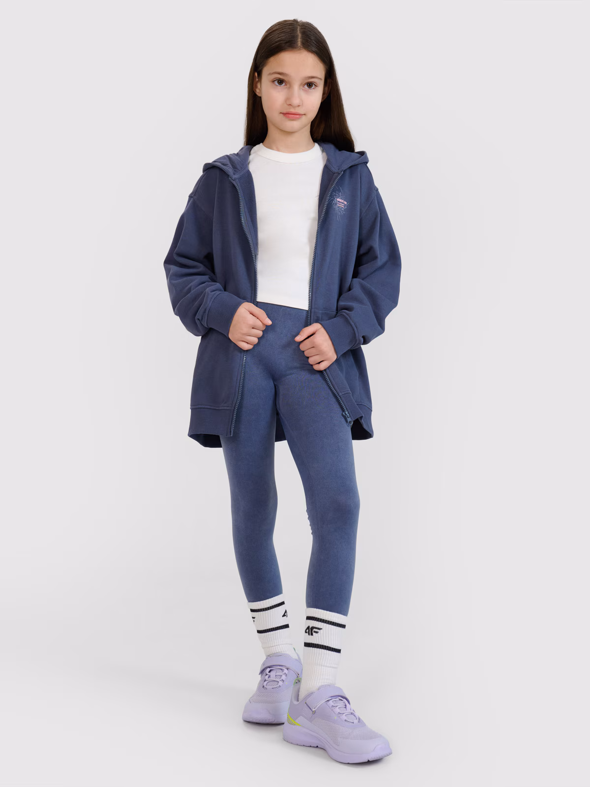 Bluza dresowa rozpinana z kapturem dziewczęca - szara