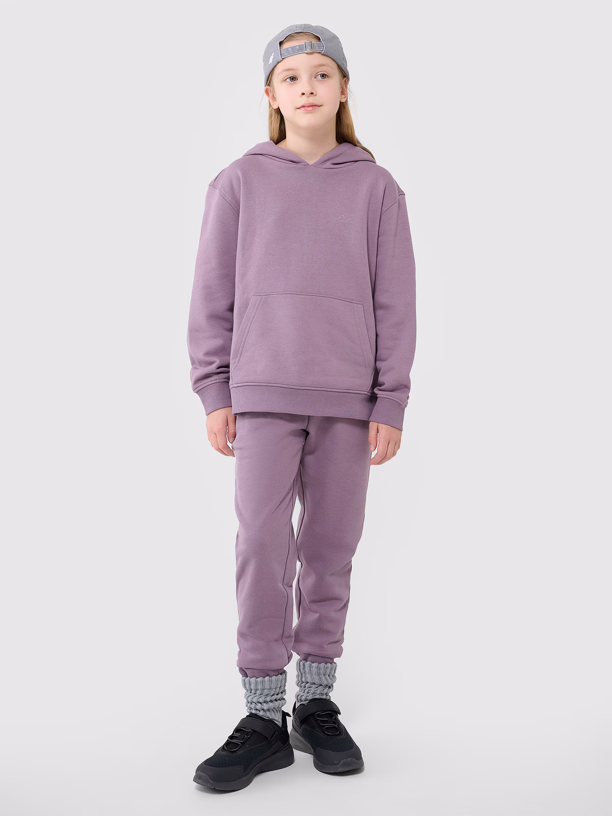 Bluza dresowa nierozpinana z kapturem dziewczęca - beżowa