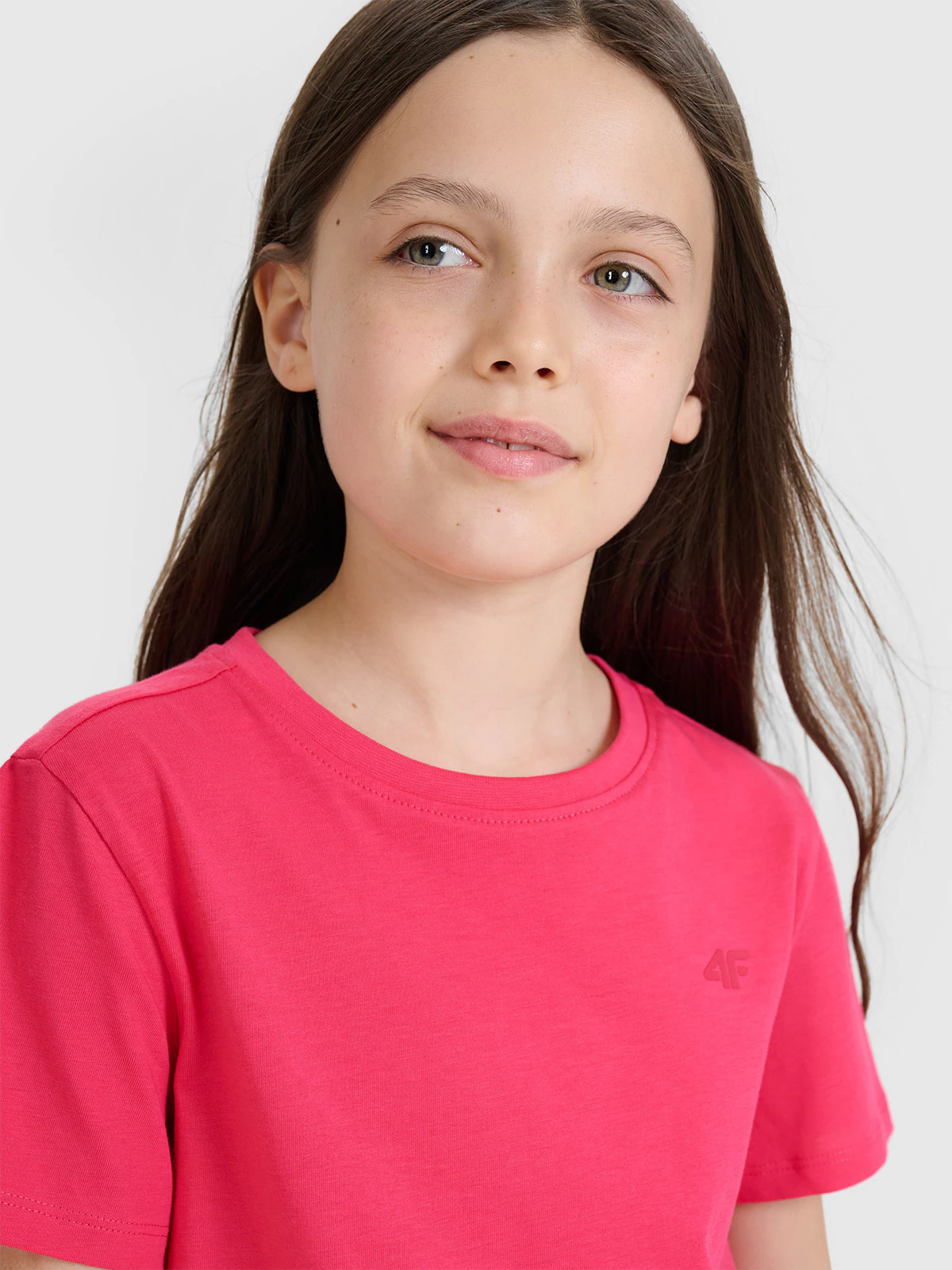 T-shirt regular gładki dziewczęcy - szary