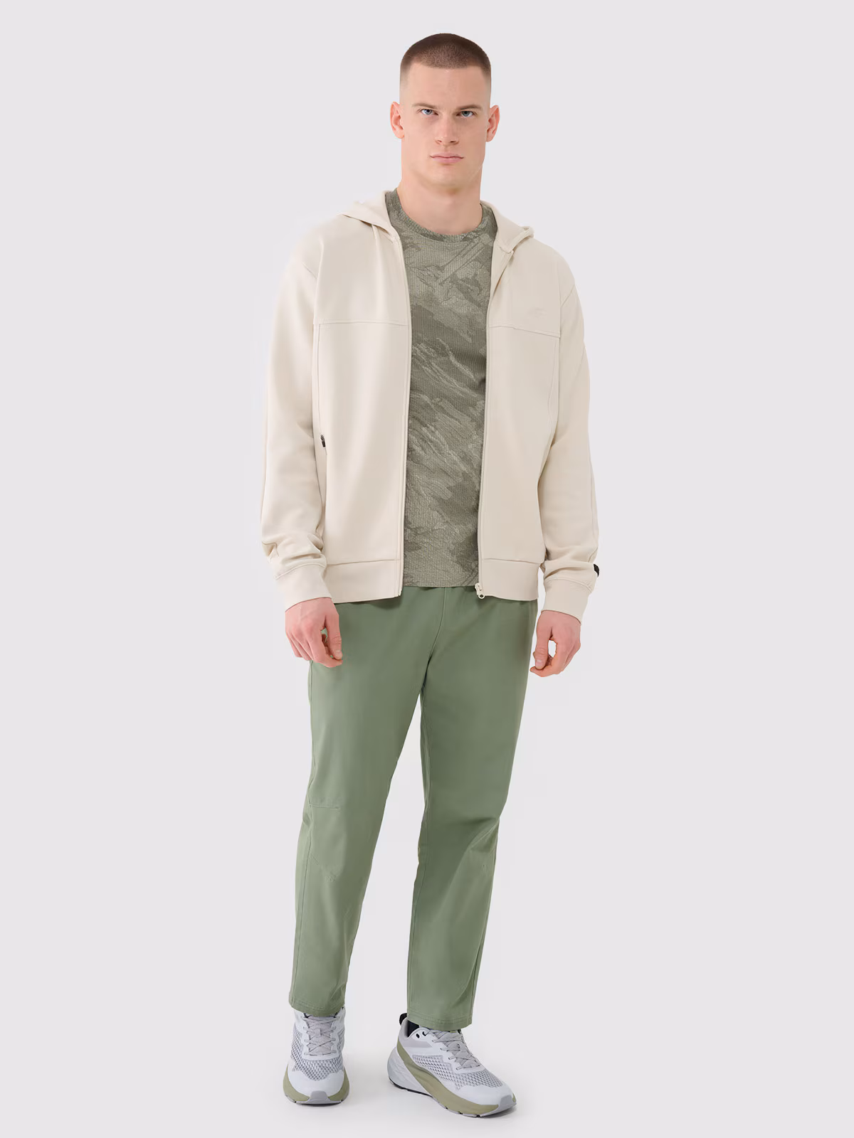 T-shirt regular z nadrukiem męski - oliwkowy/khaki