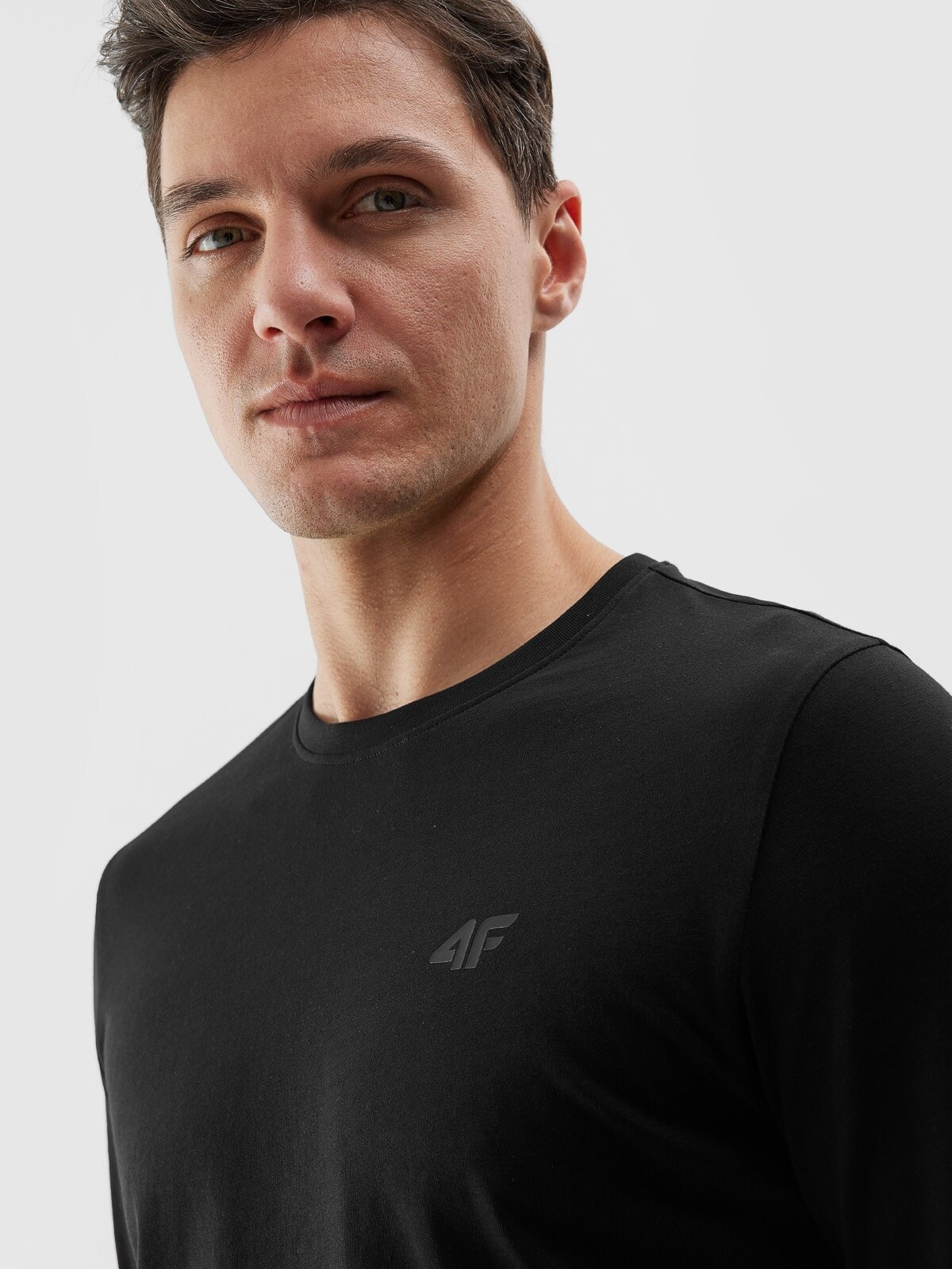 Longsleeve gładki męski - czarny