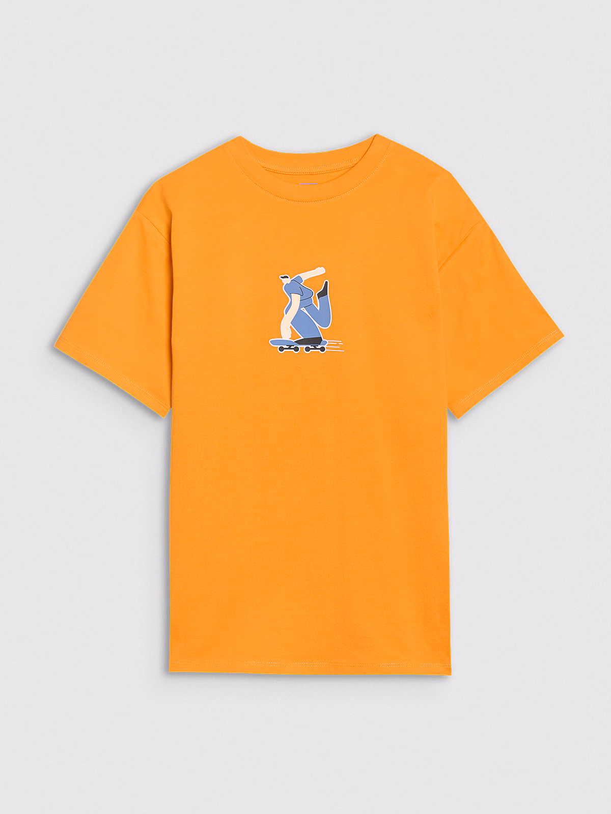 T-shirt oversize z nadrukiem chłopięcy - żółty