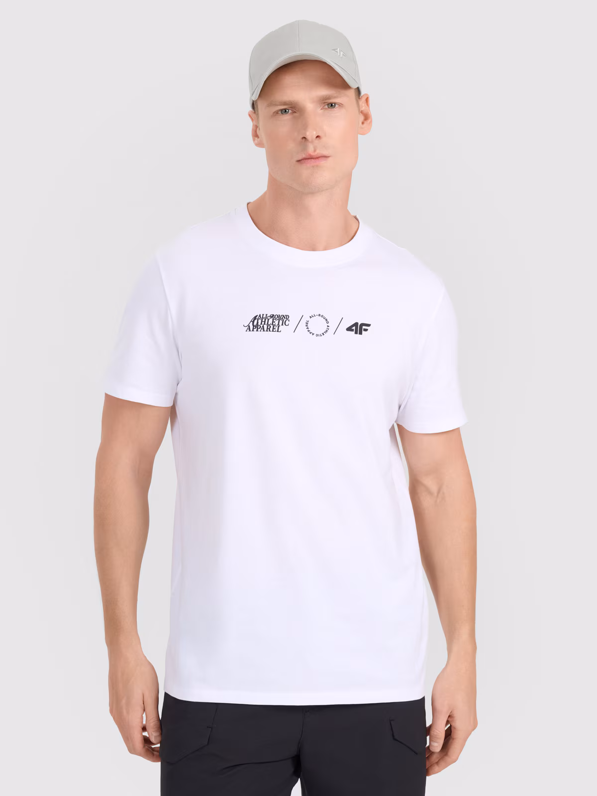 T-shirt regular z nadrukiem męski - biały