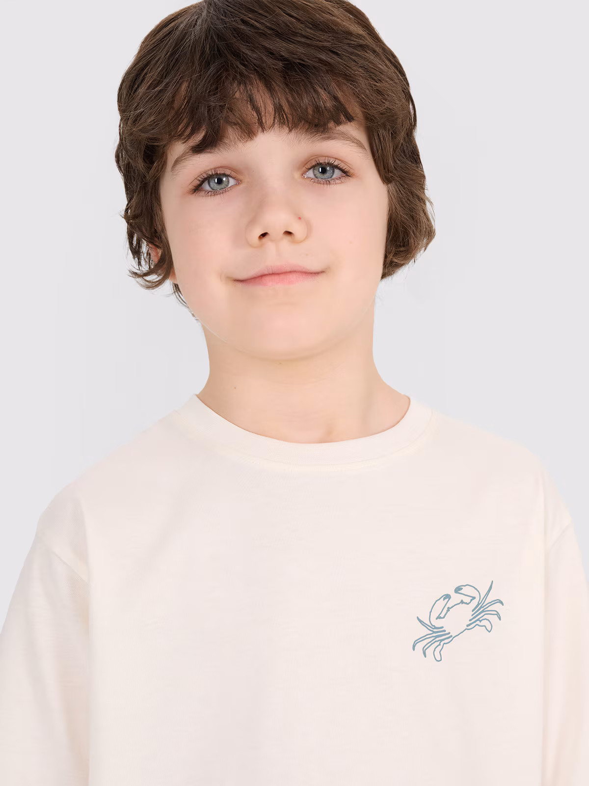 T-shirt oversize z nadrukiem chłopięcy - turkusowy