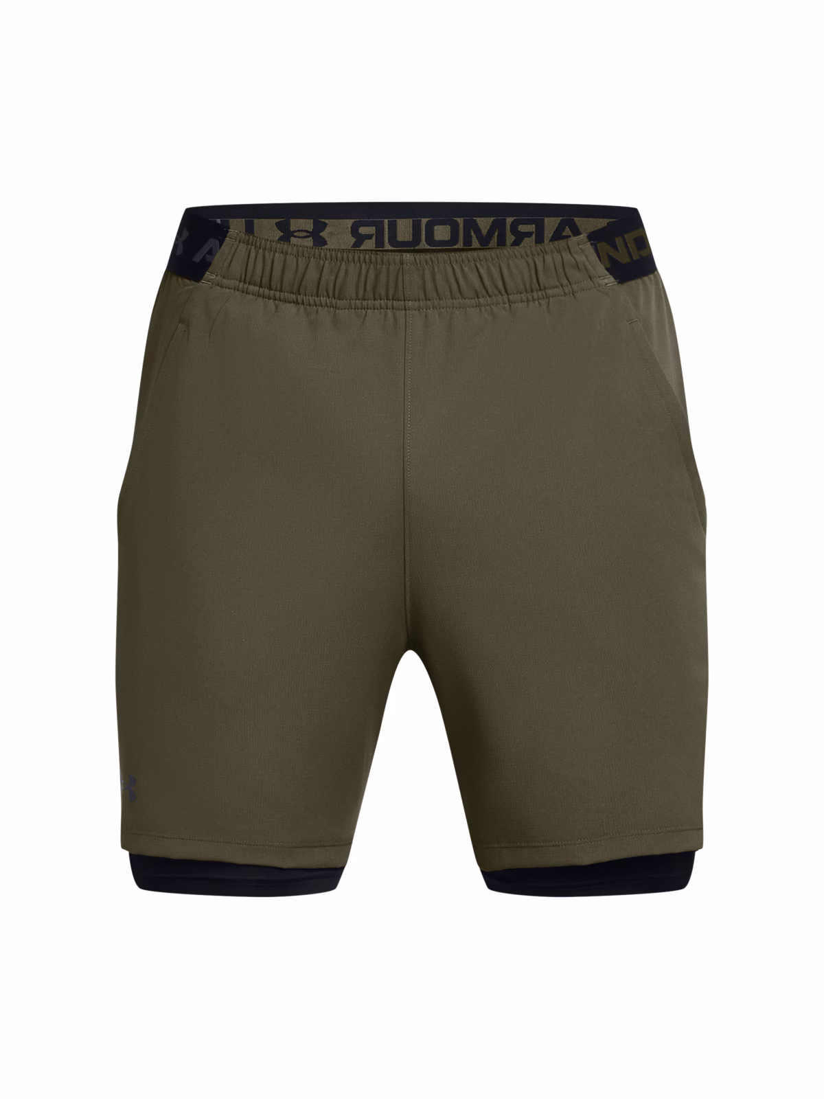 Spodenki treningowe męskie Under Armour UA Vanish Woven 2in1 Shorts - oliwkowe/khaki