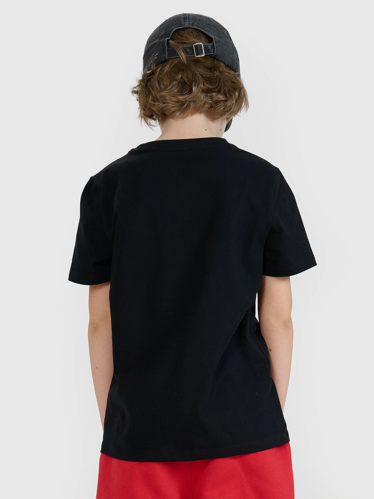 T-shirt regular gładki chłopięcy - czerwony