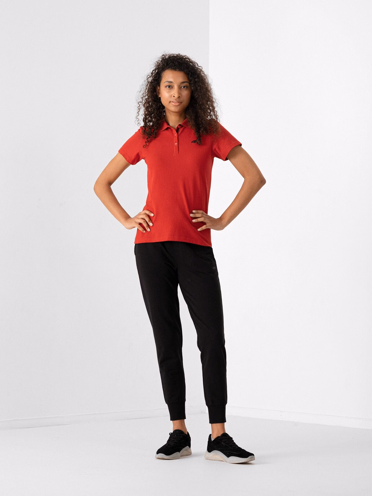 Koszulka polo regular damska - czerwona