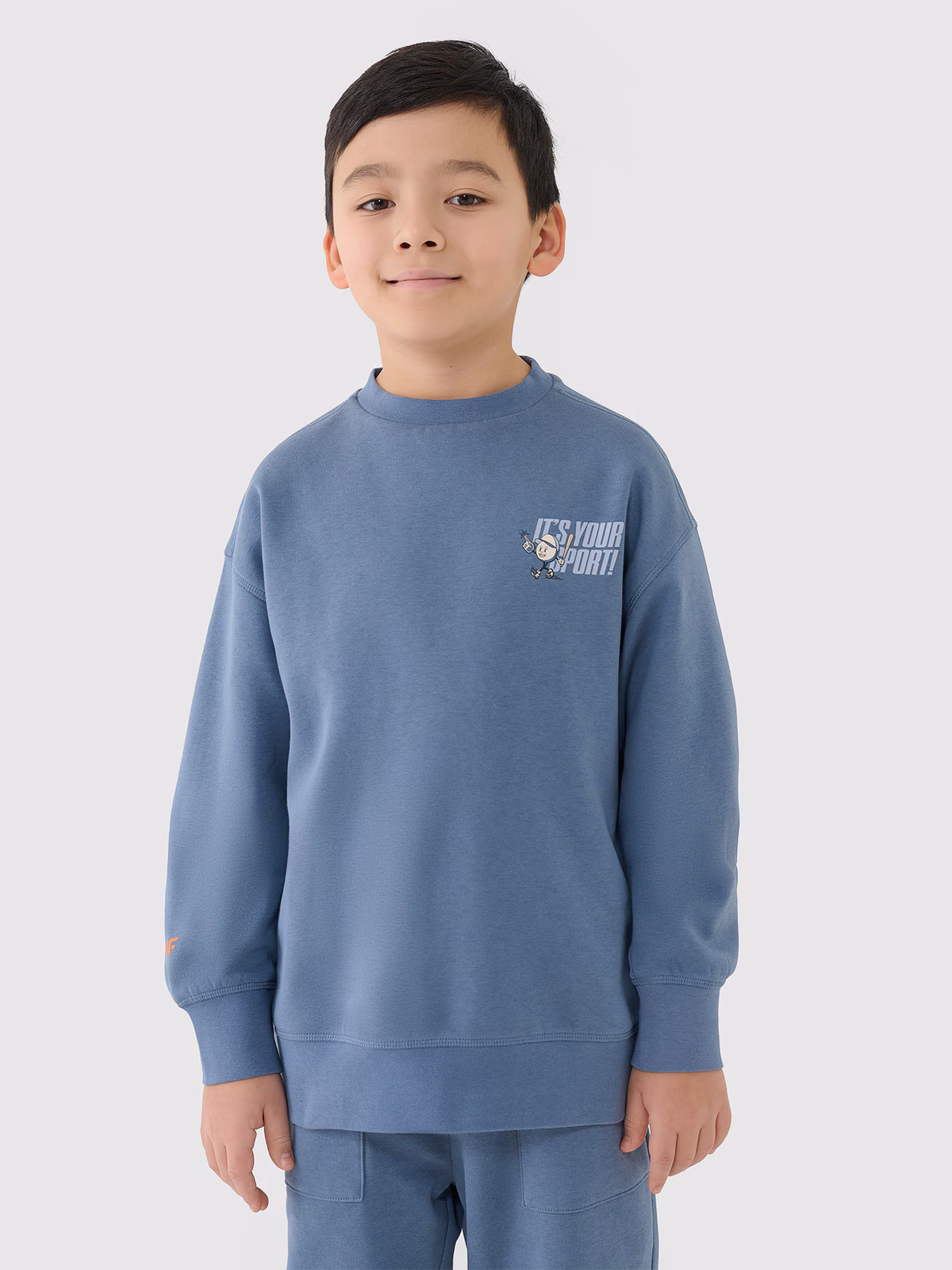 Bluza dresowa nierozpinana bez kaptura chłopięca - granatowa