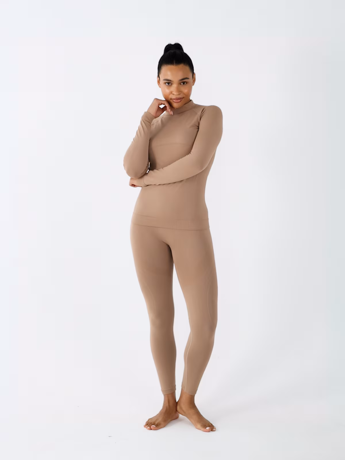 Bielizna termoaktywna bezszwowa (dół) damska - brązowa