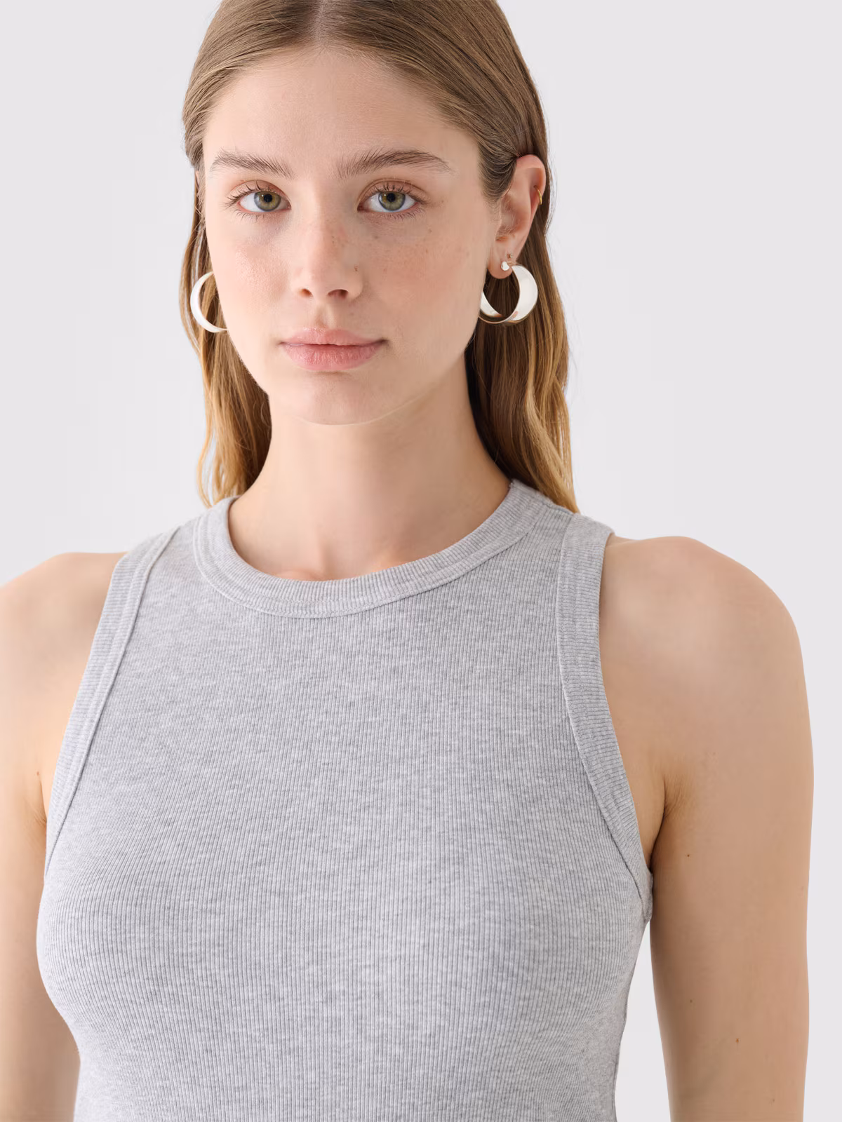 Top slim z prążkowanej dzianiny damski Outhorn - szary