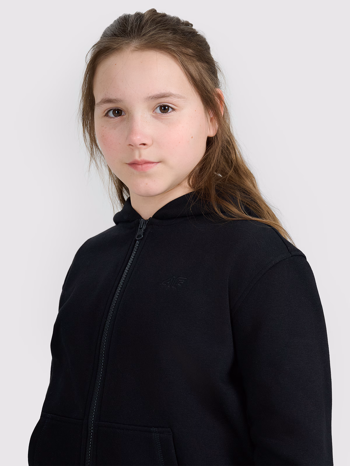 Bluza dresowa rozpinana z kapturem dziewczęca - granatowa