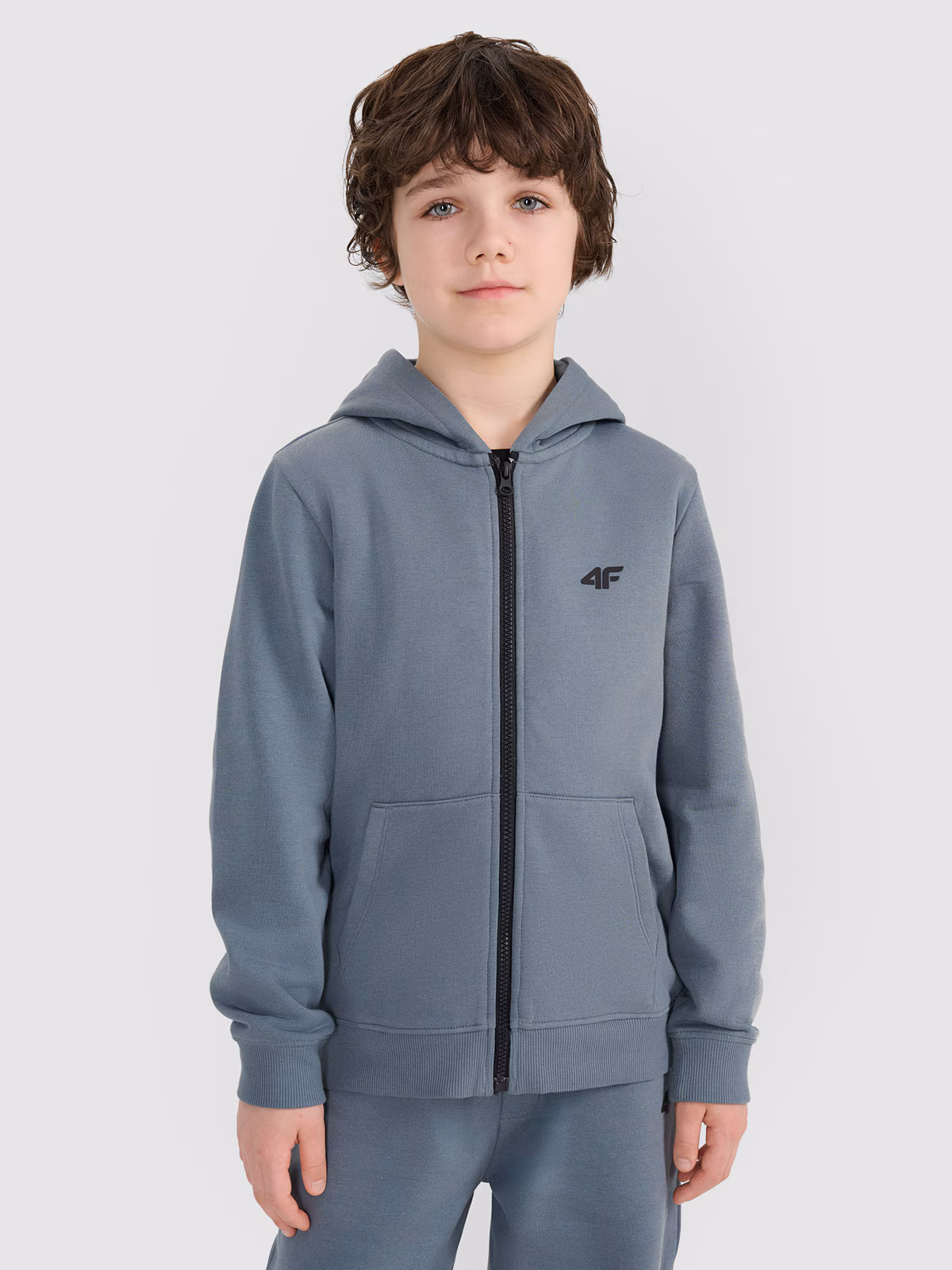 Bluza dresowa rozpinana z kapturem chłopięca - czarna