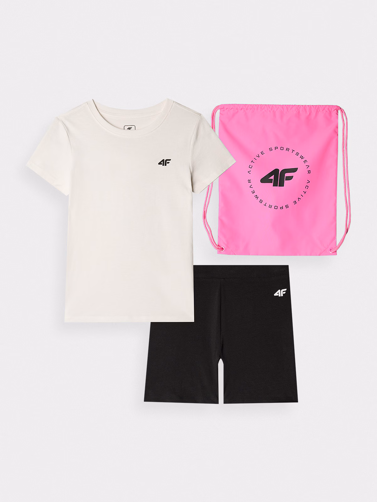 Komplet sportowy na WF (koszulka+spodenki+worek) dziewczęcy - multikolor