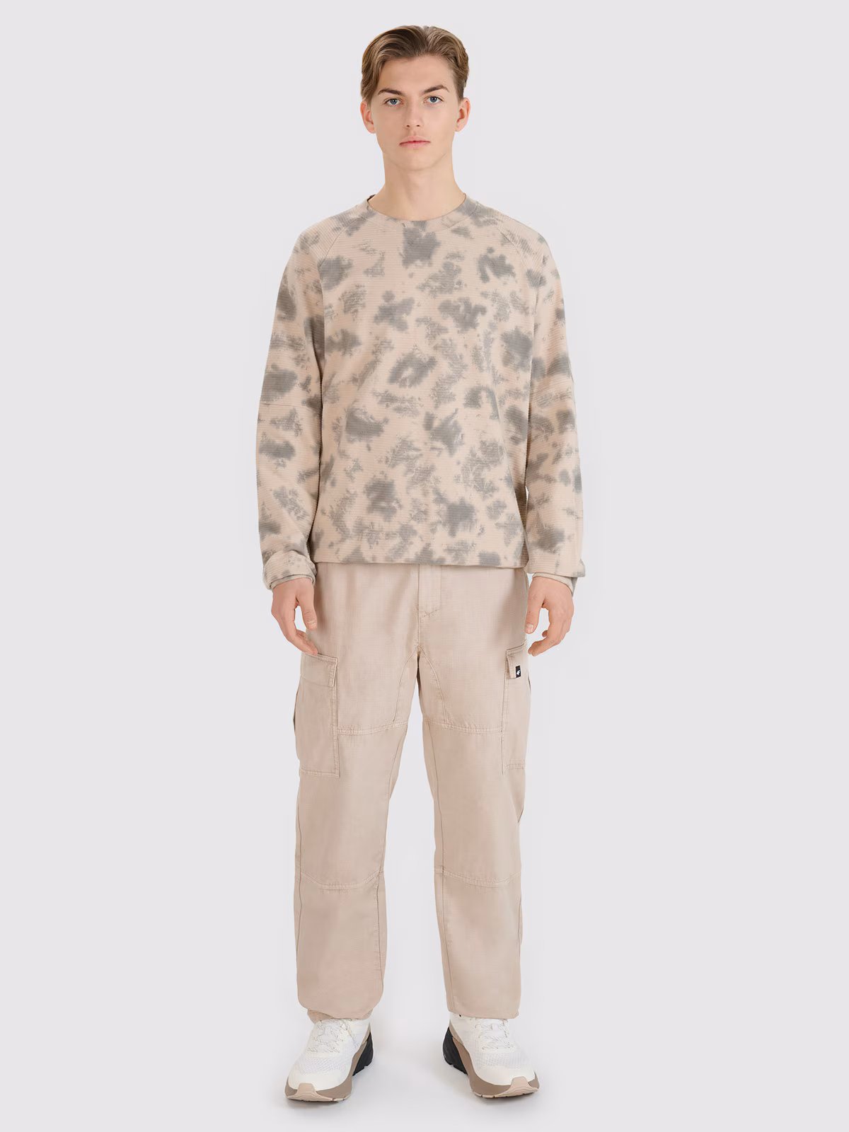 Bluza dresowa nierozpinana bez kaptura męska - beżowa