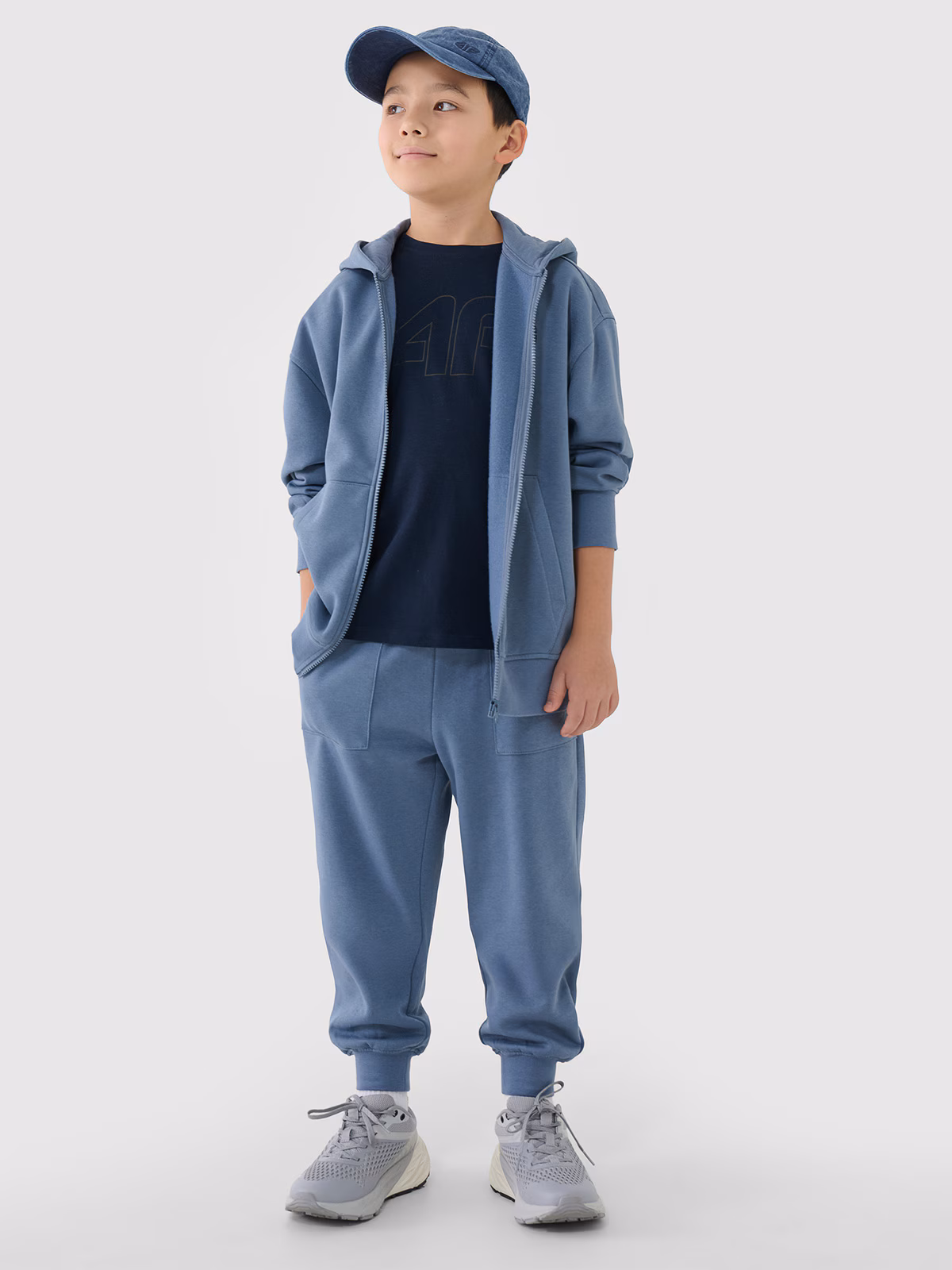 Bluza dresowa rozpinana z kapturem chłopięca - granatowa