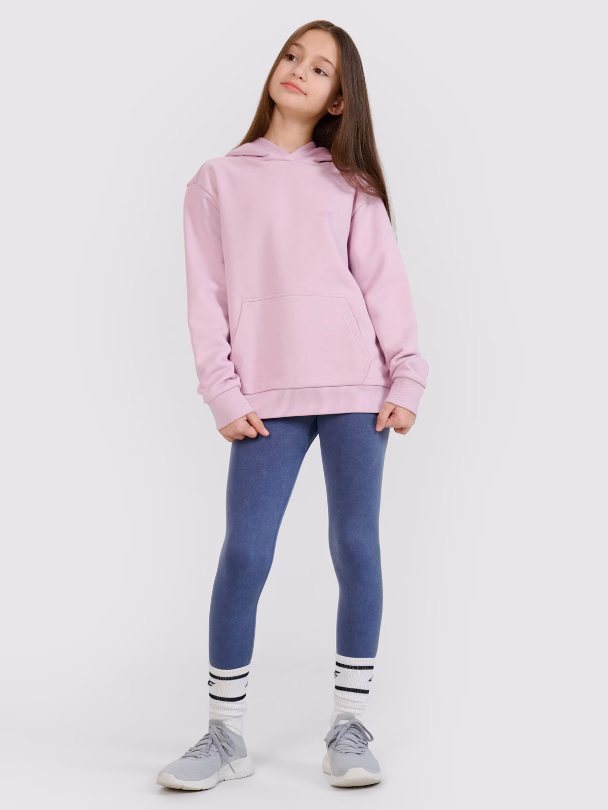 Bluza dresowa nierozpinana z kapturem dziewczęca - różowa