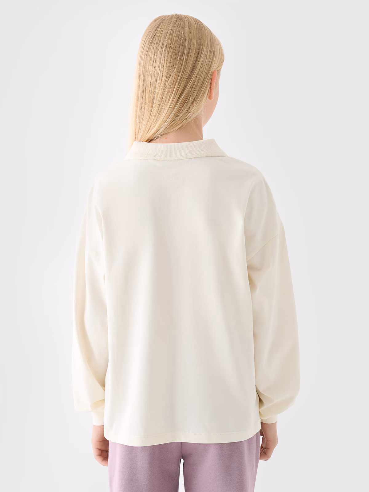 Longsleeve gładki dziewczęcy - biały