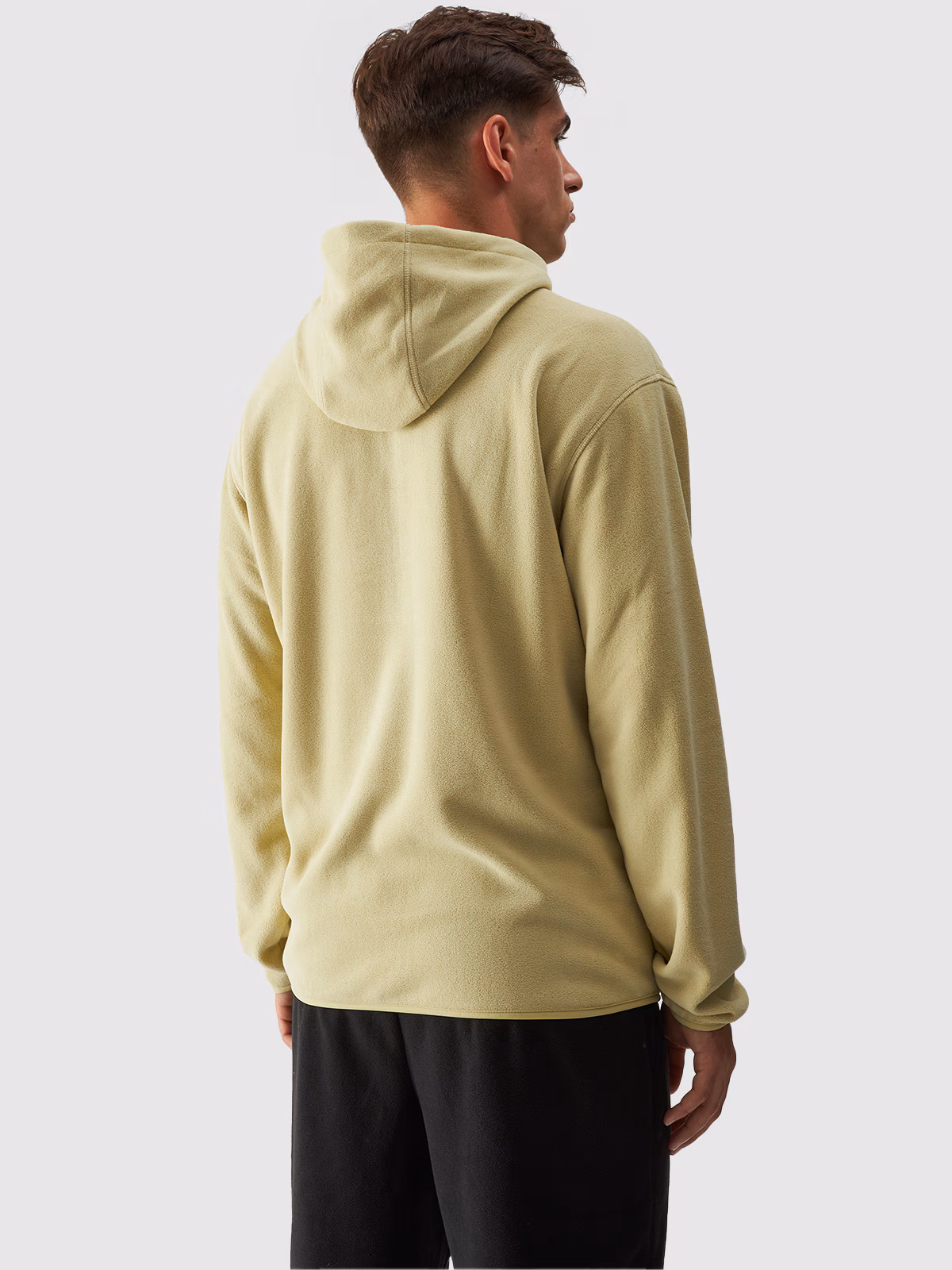 Polar z kapturem oversize męski - oliwkowy/khaki