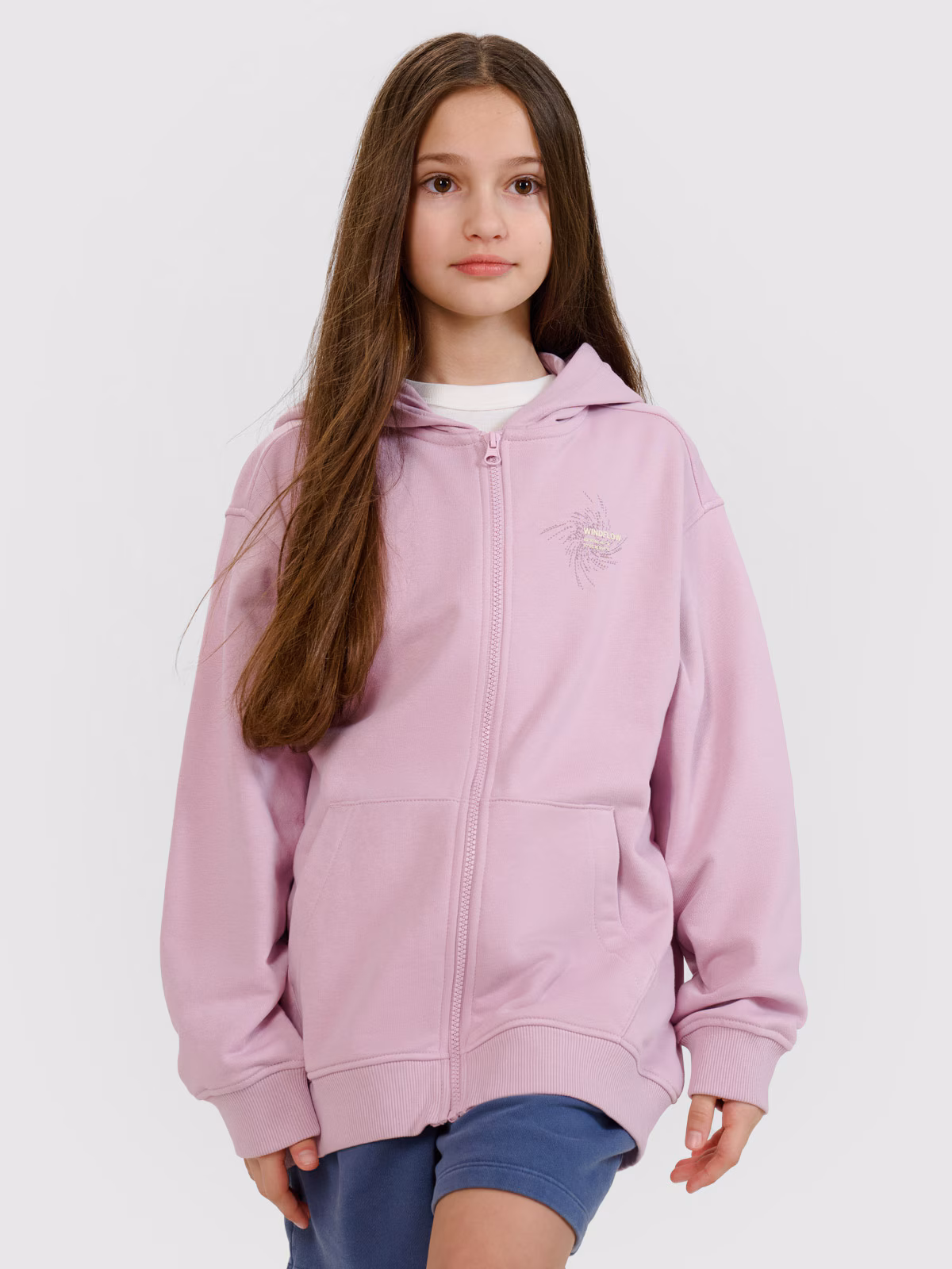 Bluza dresowa rozpinana z kapturem dziewczęca - szara