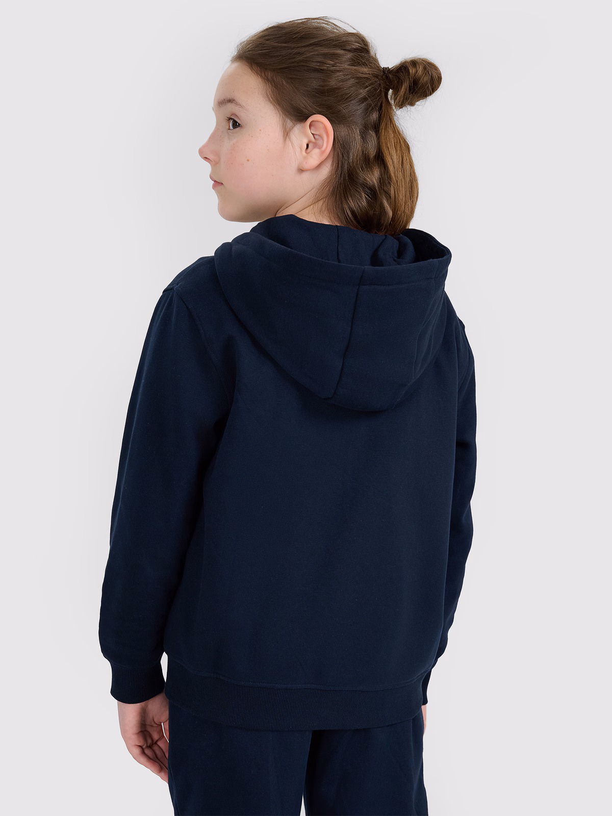 Bluza dresowa rozpinana z kapturem dziewczęca - granatowa