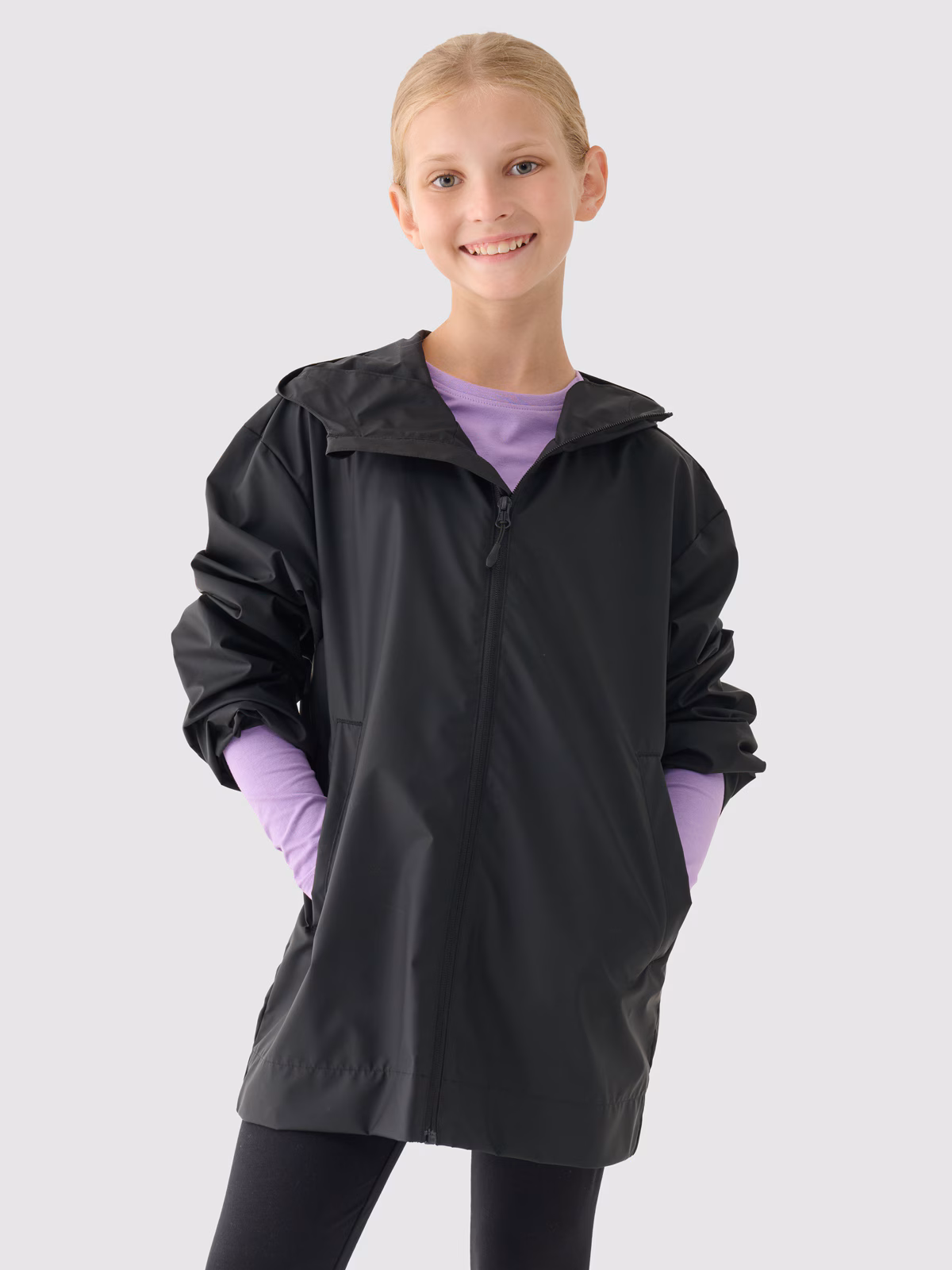 Kurtka przejściowa przeciwdeszczowa z gumową powłoką dziecięca - khaki