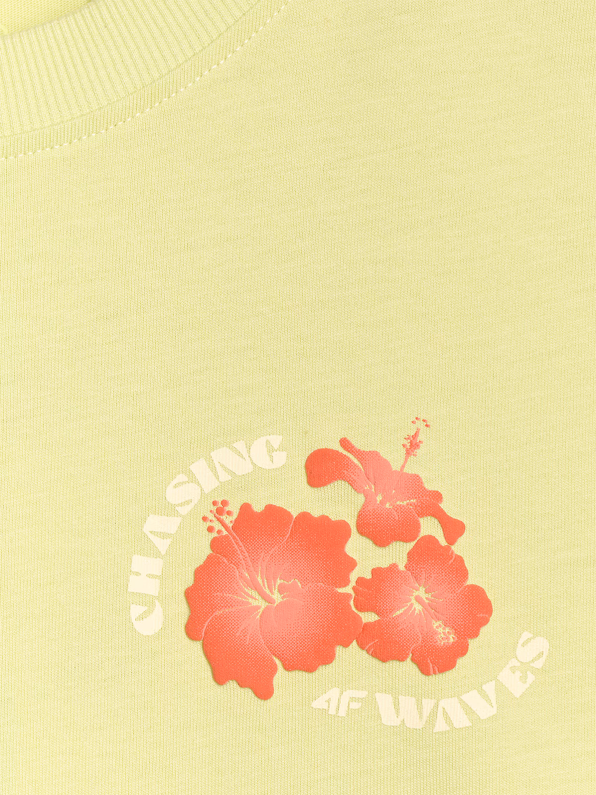 T-shirt oversize z nadrukiem damski - beżowy