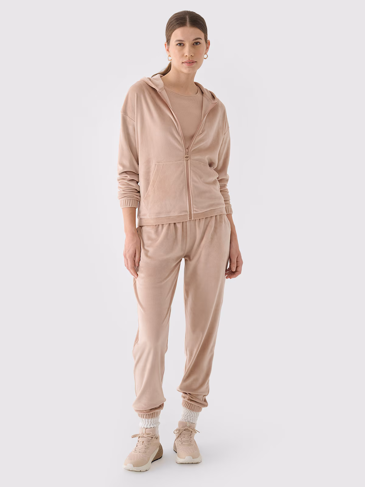 Spodnie dresowe z weluru damskie - granatowe