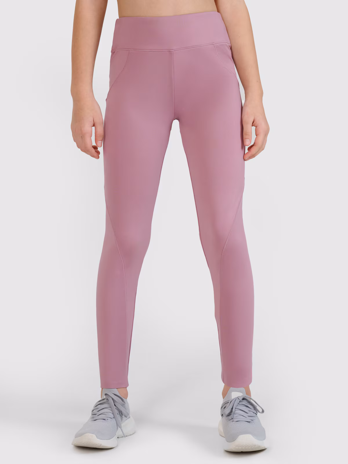 Legginsy sportowe z wysokim stanem dziewczęce 4F JUNIOR x Anna Lewandowska - różowe