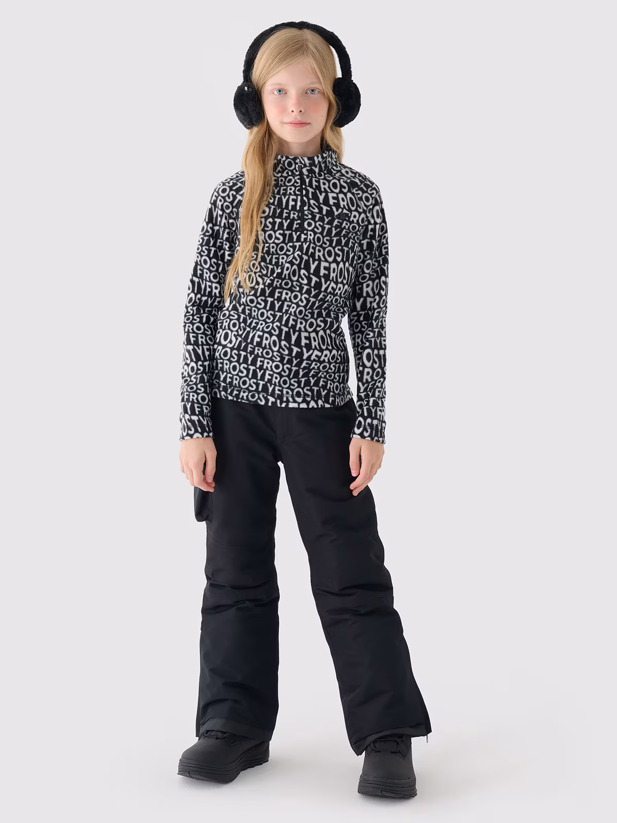 Bielizna termiczna polarowa (góra) dziewczęca - czarna