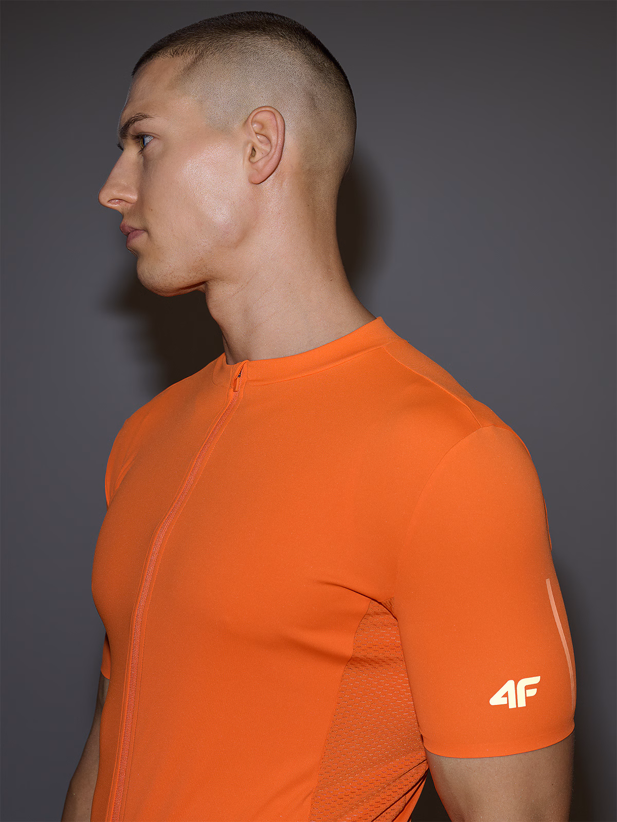 Koszulka rowerowa rozpinana męska - pomarańczowa