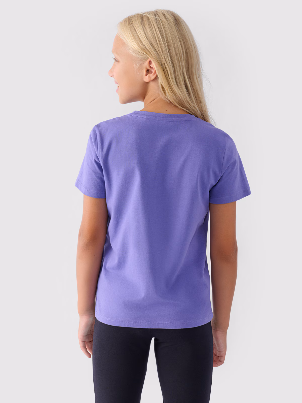 T-shirt gładki dziewczęcy - czarny