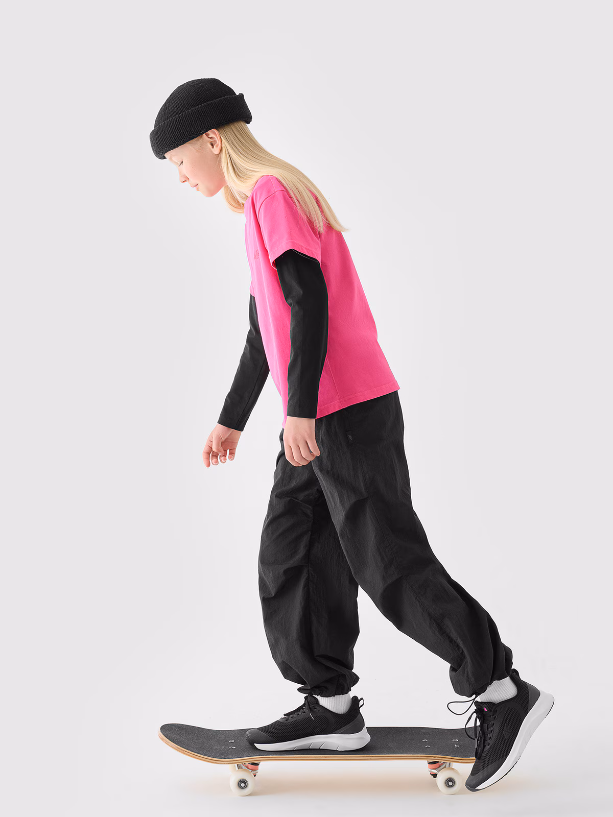 T-shirt gładki dziewczęcy - fioletowy